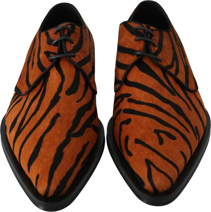 Orange Pony Hair Formal Dress Broque Women's Shoes - Image 4