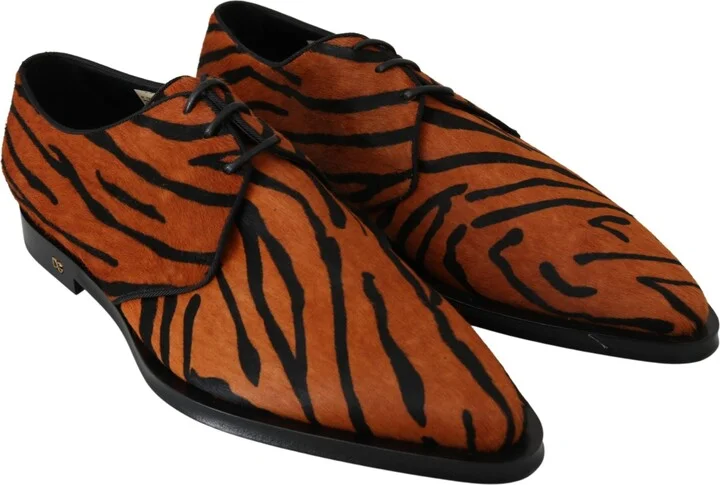 Orange Pony Hair Formal Dress Broque Women's Shoes - Image 5