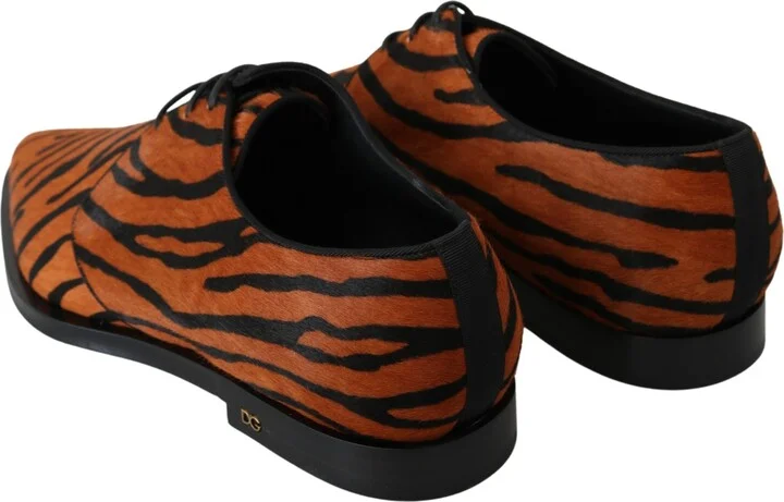 Orange Pony Hair Formal Dress Broque Women's Shoes - Image 6