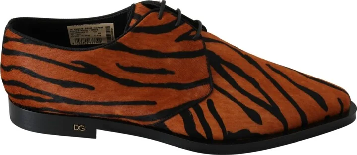 Orange Pony Hair Formal Dress Broque Women's Shoes