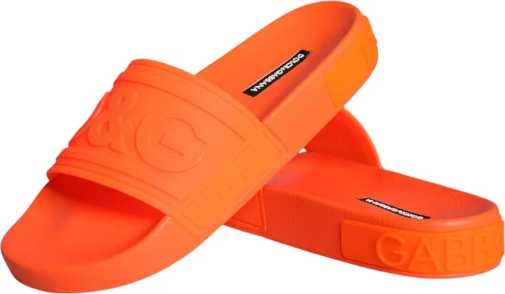 Orange Rubber Slides Sandals Beachwear Women's Shoes - Image 5