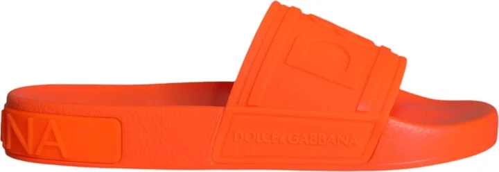 Orange Rubber Slides Sandals Beachwear Women's Shoes