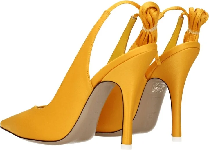 Orange Satin High Heel Women's Pumps - Image 4