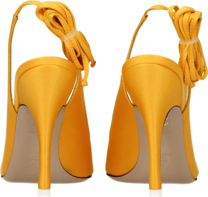 Orange Satin High Heel Women's Pumps - Image 5