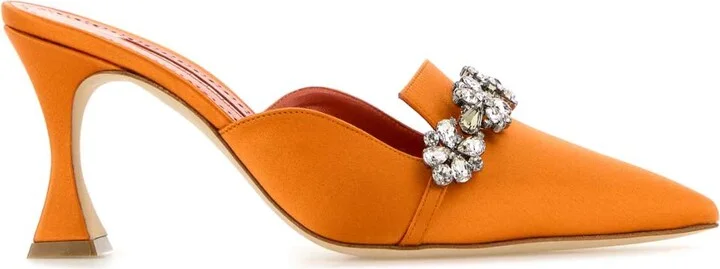 Orange Satin Permu Mules