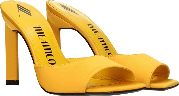 Orange Satin Stiletto Heels Women's Sandals - Image 2