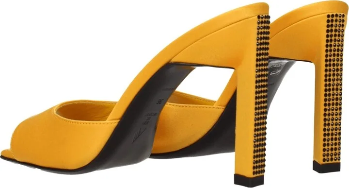 Orange Satin Stiletto Heels Women's Sandals - Image 4