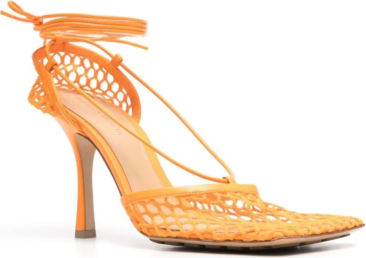 Orange Stretch 90 Mesh Pumps - Image 2