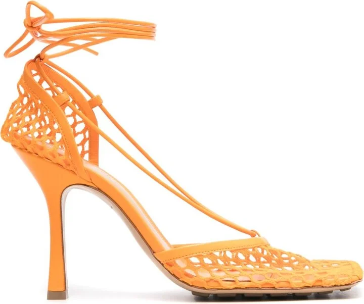 Orange Stretch 90 Mesh Pumps