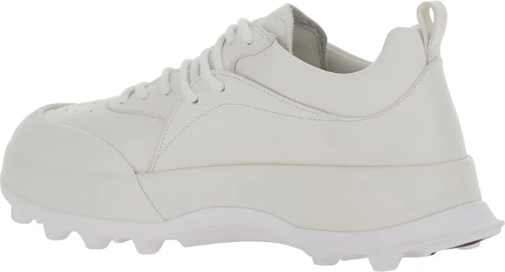 'orb' White Low Top Sneakers With Cleated Sole In Leather Man - Image 3