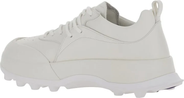 'Orb' White Low Top Sneakers With Cleated Sole In Leather Man - Image 3