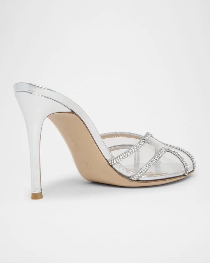 Organza Embellished Plexi Slide Mule Pumps - Image 2