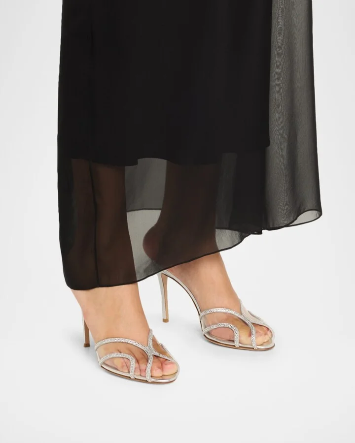 Organza Embellished Plexi Slide Mule Pumps - Image 11