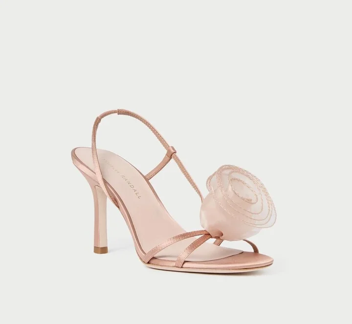 Organza Rosette Slingback Sandal In Blush
