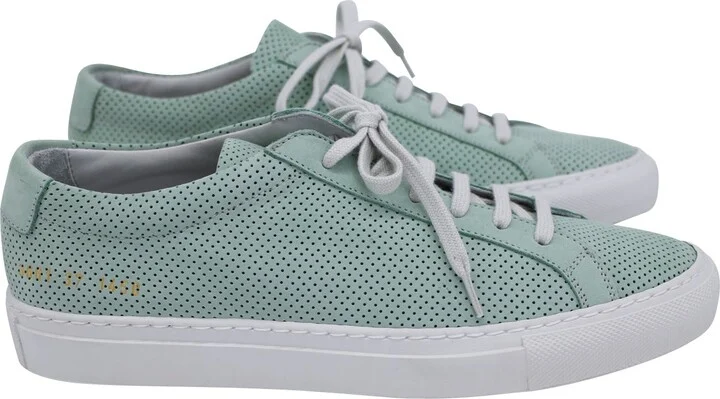 Original Achilles Low Perforated Sneakers in Teal Calfskin Leather