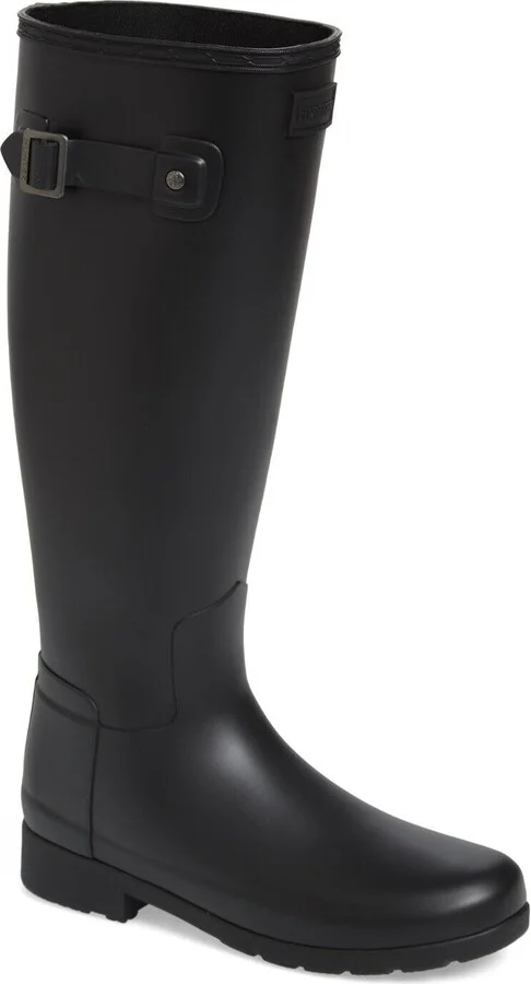 Original Refined Women's US 5 Black Wide Calf Waterproof Rain Boot KHD478