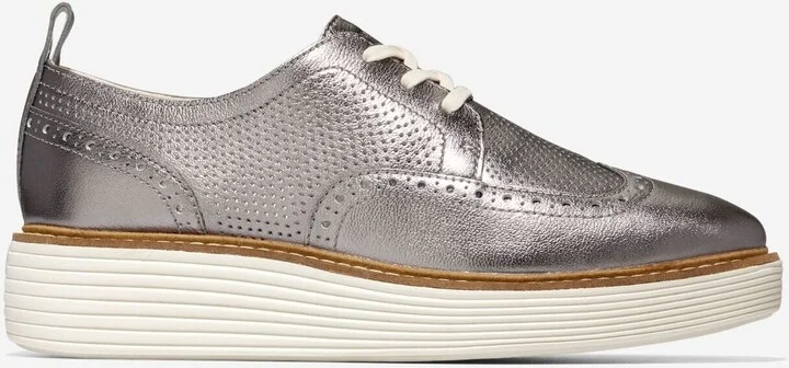 Originalgrand Platform Wingtip Oxford Women 8.5 Pewter Metallic FZP401 (Pewter Metallic,8.5)