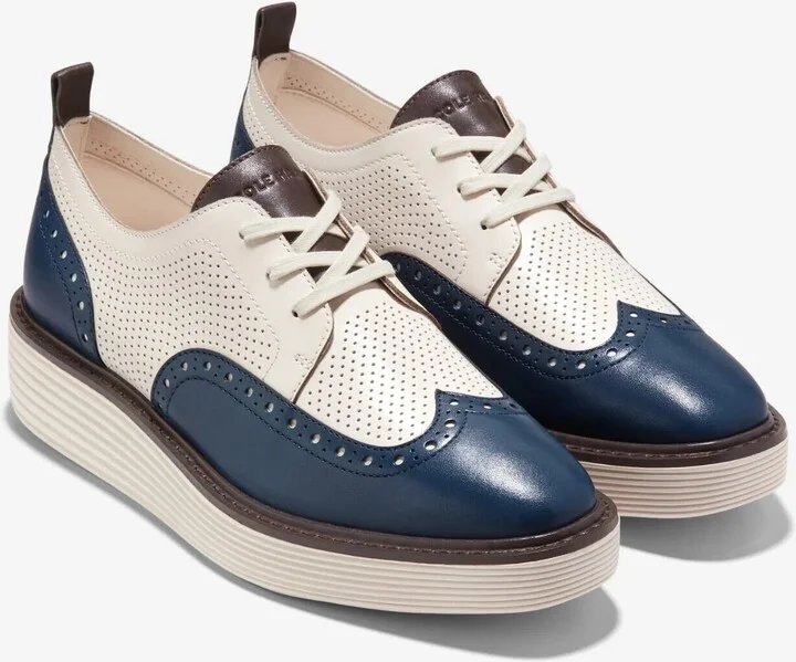 OriginalGrand W30260 Oxford Womens 6 Ivory Wingtip Dress Shoes ZPO2676