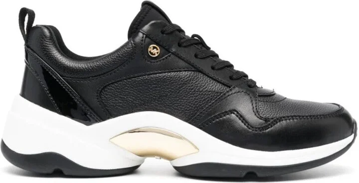 Orion Black Leather Trainers With Textured Finish
