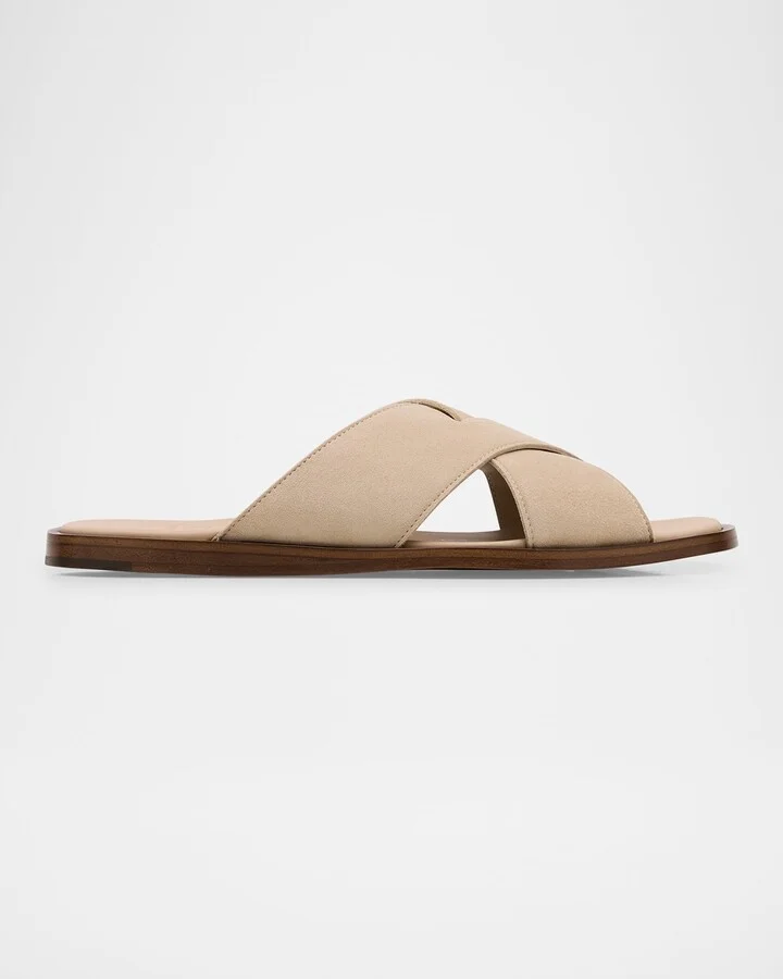 Oriyah Suede Crisscross Flat Sandals
