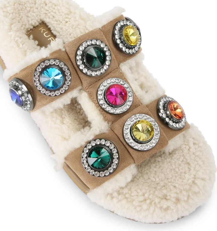 Orson Crystal Teddy Genuine Shearling Lined Sandal - Image 3