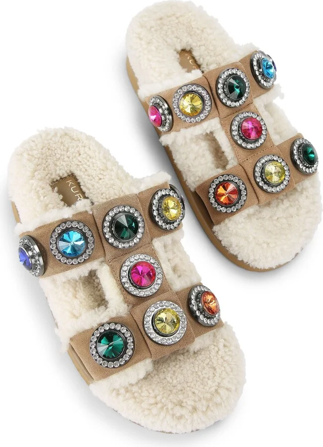 Orson Crystal Teddy Genuine Shearling Lined Sandal - Image 4