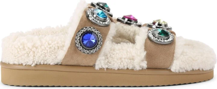 Orson Crystal Teddy Genuine Shearling Lined Sandal
