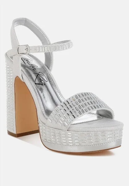 Ortage Rhinestones Embellished High Block Heels Women - Image 2