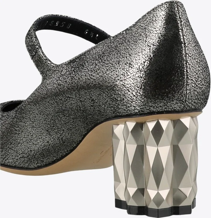 Ortensia 55 Metallic Leather Mary-Jane Pumps - Image 2