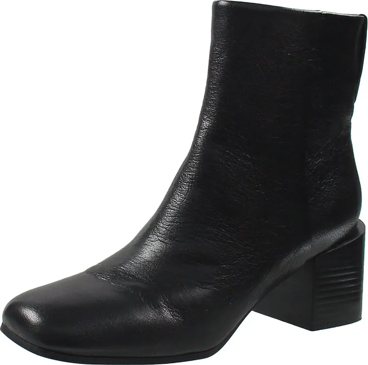 ORTONA Womens Block Heel Leather Mid-Calf Boots