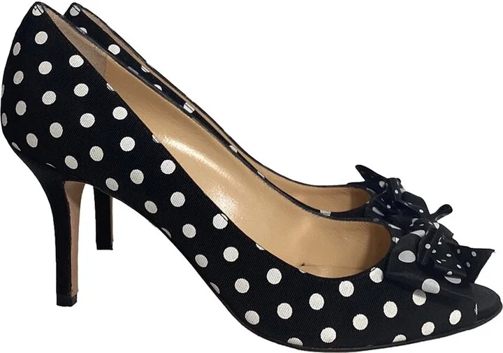 Oscar de la Renta Women's Satin Polka Dot Peep Toe Pump (Authentic Pre-Loved)