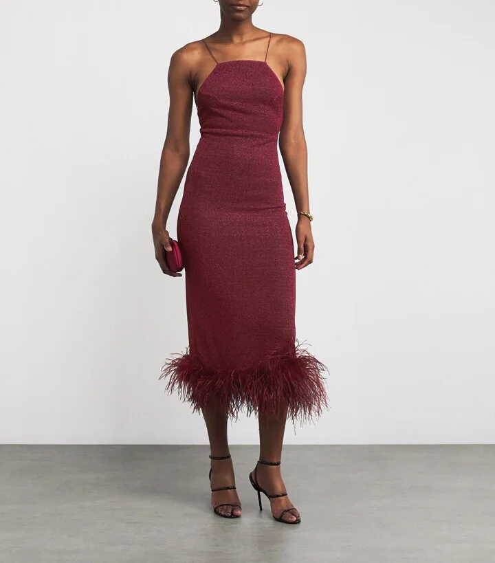 Oséree Lumière Feather Midi Dress - Image 2