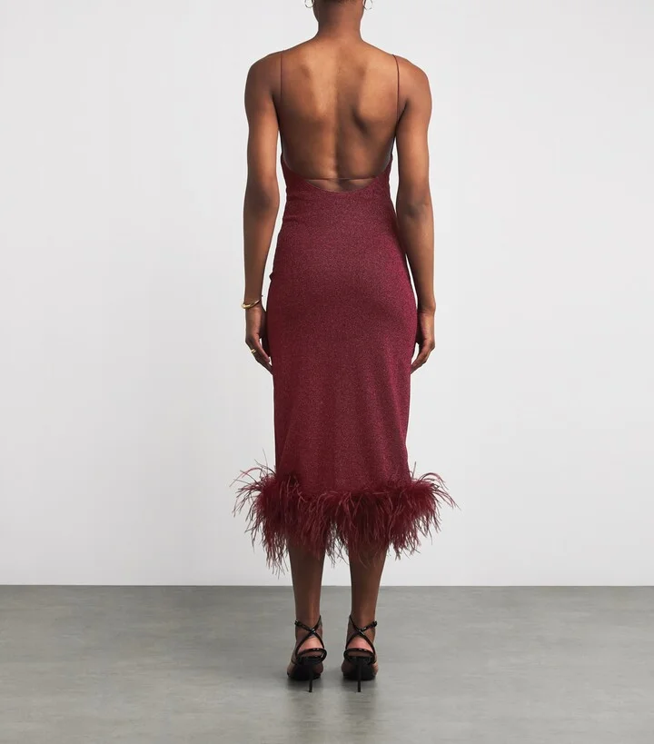 Oséree Lumière Feather Midi Dress - Image 3