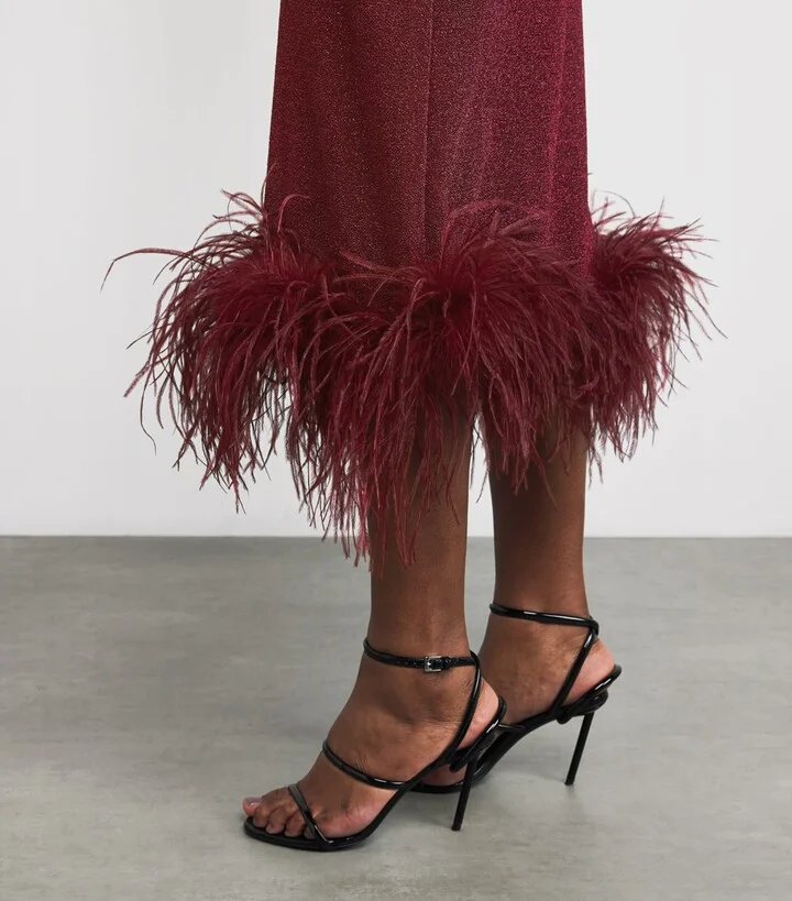 Oséree Lumière Feather Midi Dress - Image 6