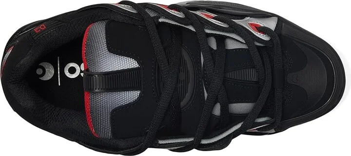 Osiris D3 2001 Men's Skate Shoes Black/Light Grey/Red : 7 D - Medium, Textile - Image 2