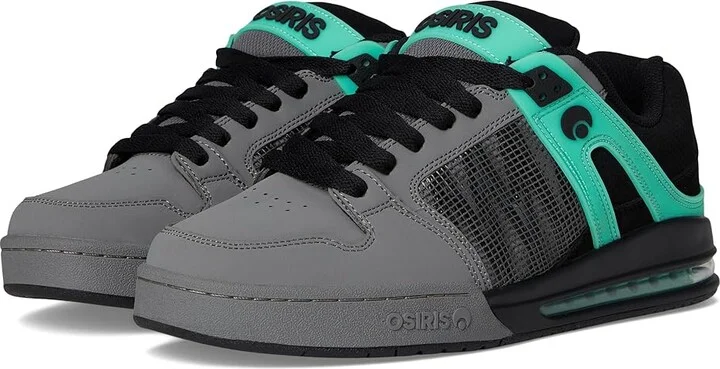 Osiris Pixel Men's Skate Shoes Black/Charcoal/Green Glow : 6 D - Medium, Leather