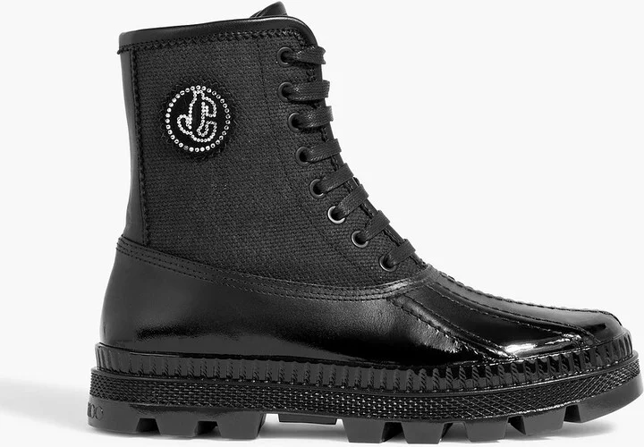 Oskar leather and canvas ankle boots