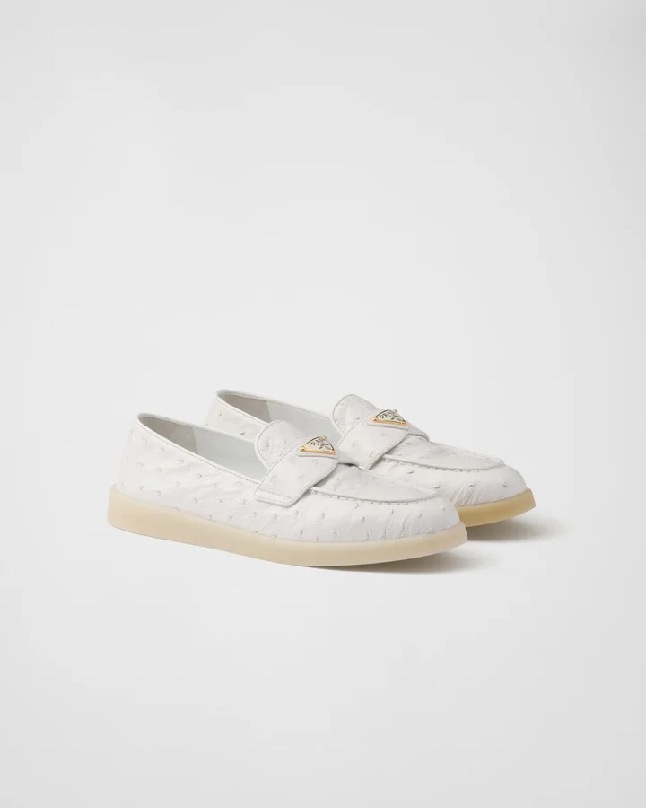Ostrich leather loafers