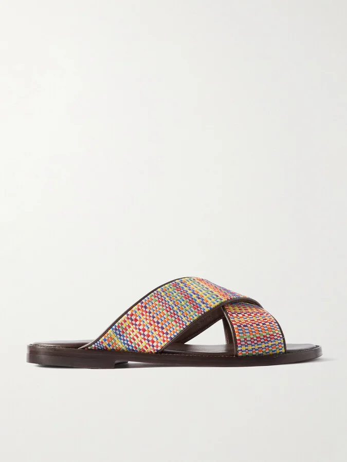 Otawi Leather-Trimmed Jacquard Sandals