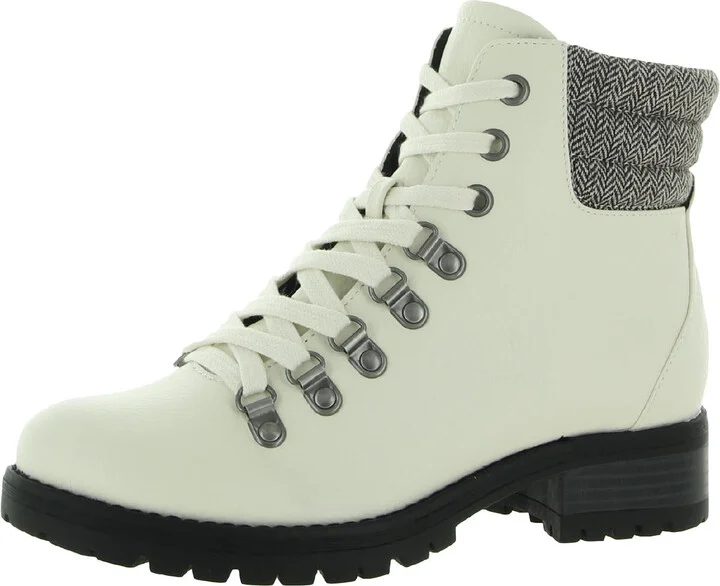 Other Side Womens Vegan Leather Ankle Combat & Lace-up Boots