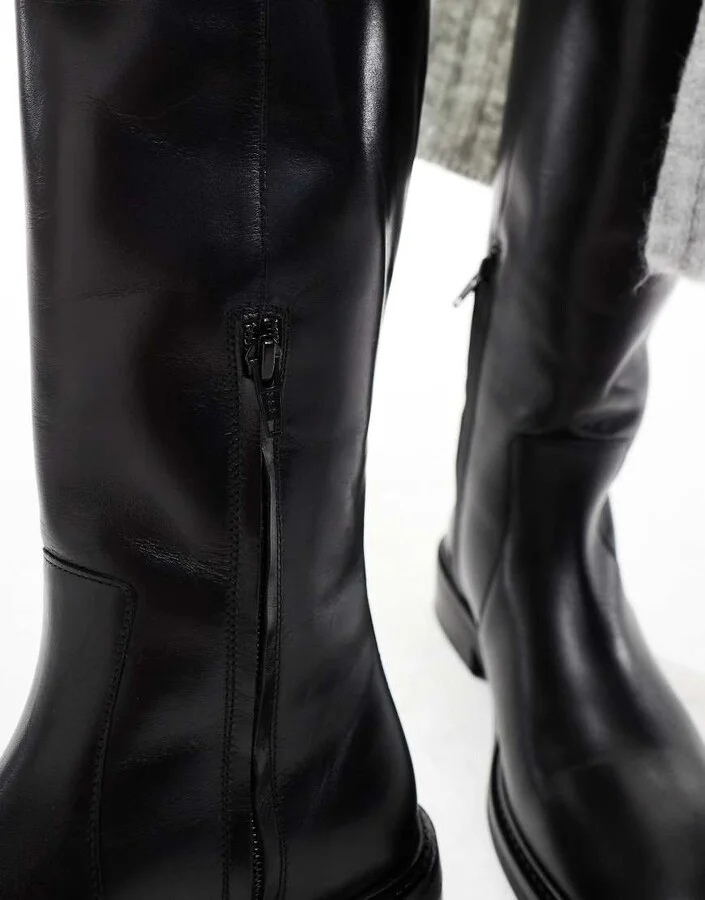 & Other Stories leather flat boots in black - Image 3