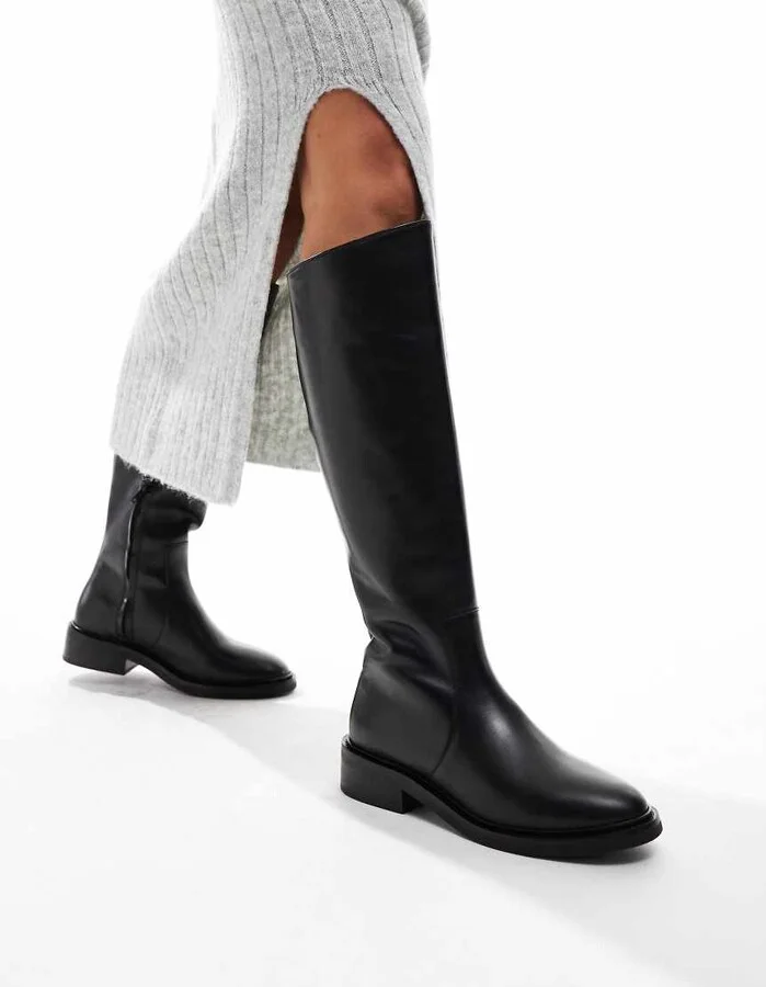 & Other Stories leather flat boots in black - Image 4