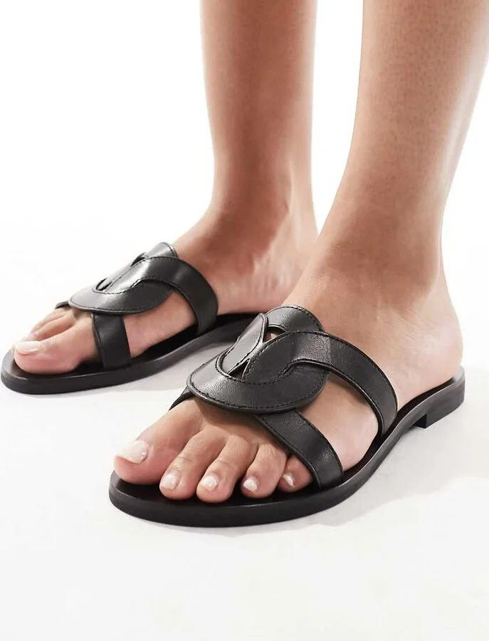 & Other Stories leather knot detail sandals in black