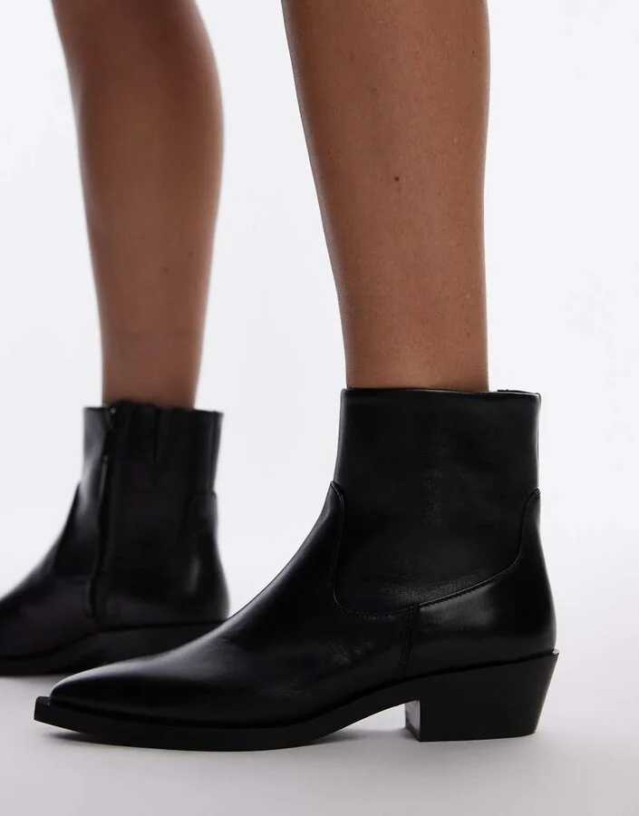 & Other Stories leather western boots in black - Image 2