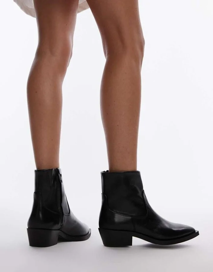 & Other Stories leather western boots in black - Image 4