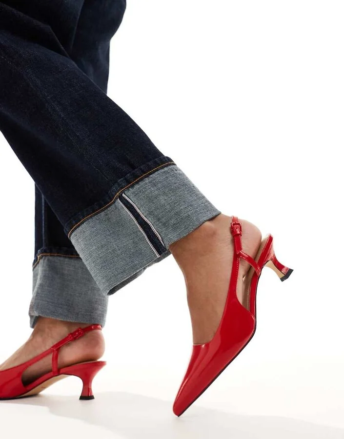 & Other Stories pointed slingback heeled pumps in red - Image 2