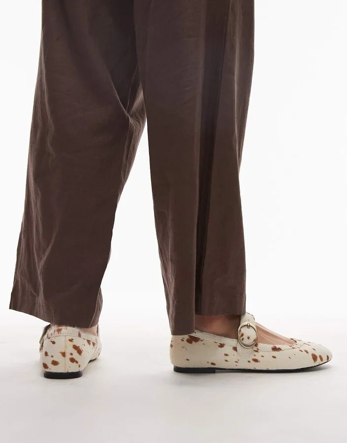 & Other Stories premium mary jane buckle ballet flats in white hairy cow - Image 4
