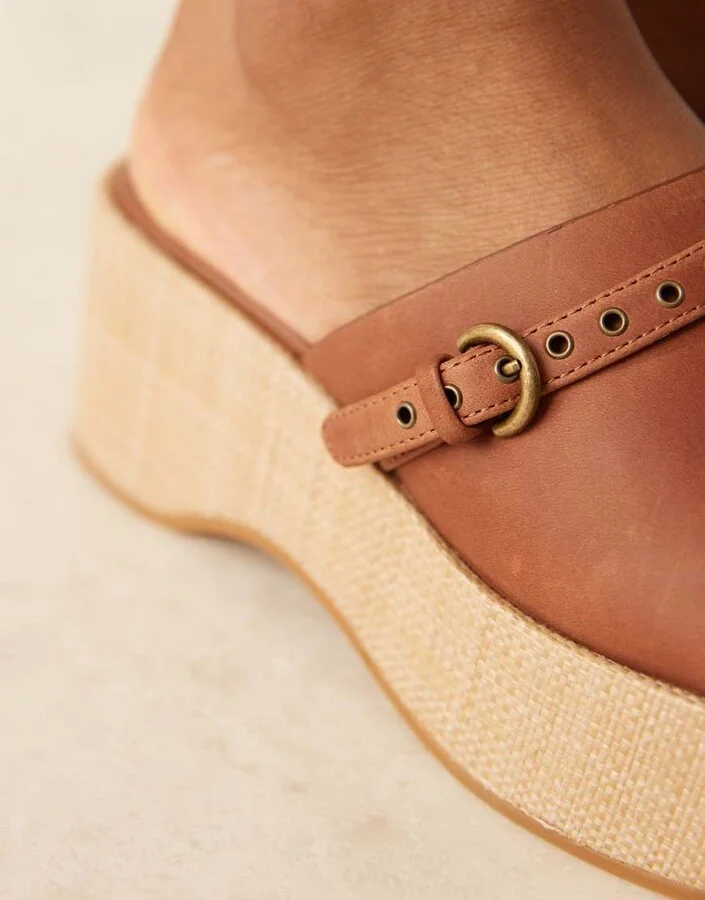 & Other Stories real leather mule clog sandals in brown - Image 2
