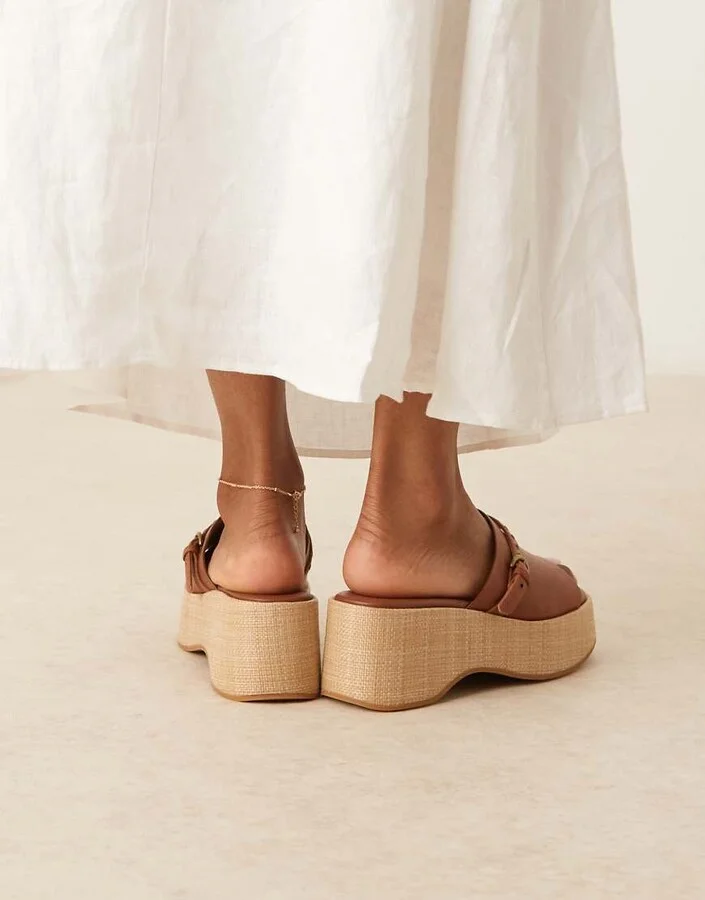 & Other Stories real leather mule clog sandals in brown - Image 3