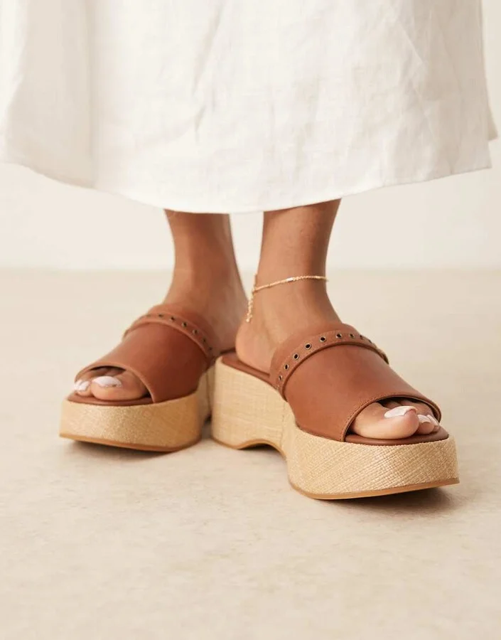 & Other Stories real leather mule clog sandals in brown